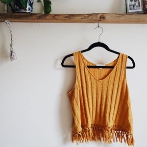 Anthropologie knit tank with fringe